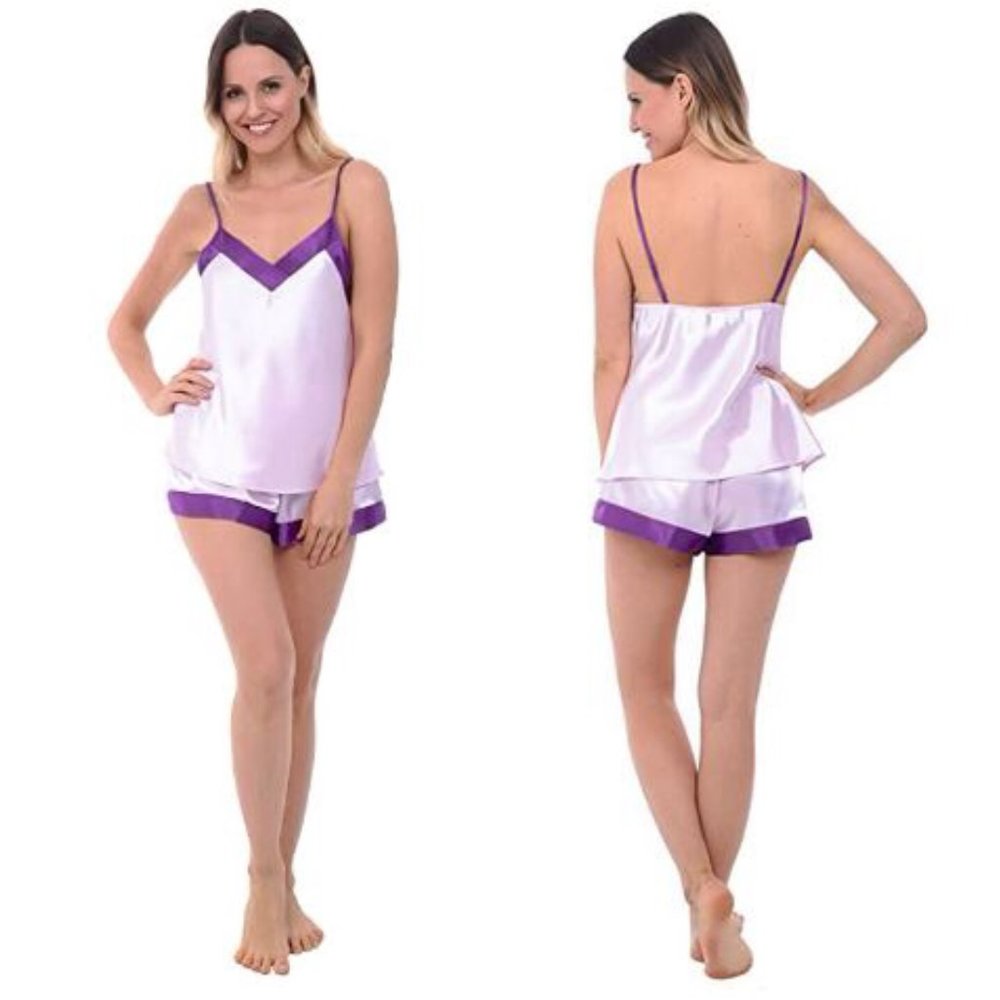 ALEXANDER DEL ROSSA Satin Cami & Shorts Pajama Set - Size M - NWOT